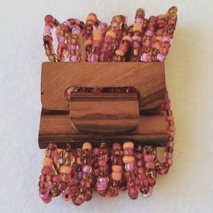 Monies Bracelet Wood Clasp Glass Beads